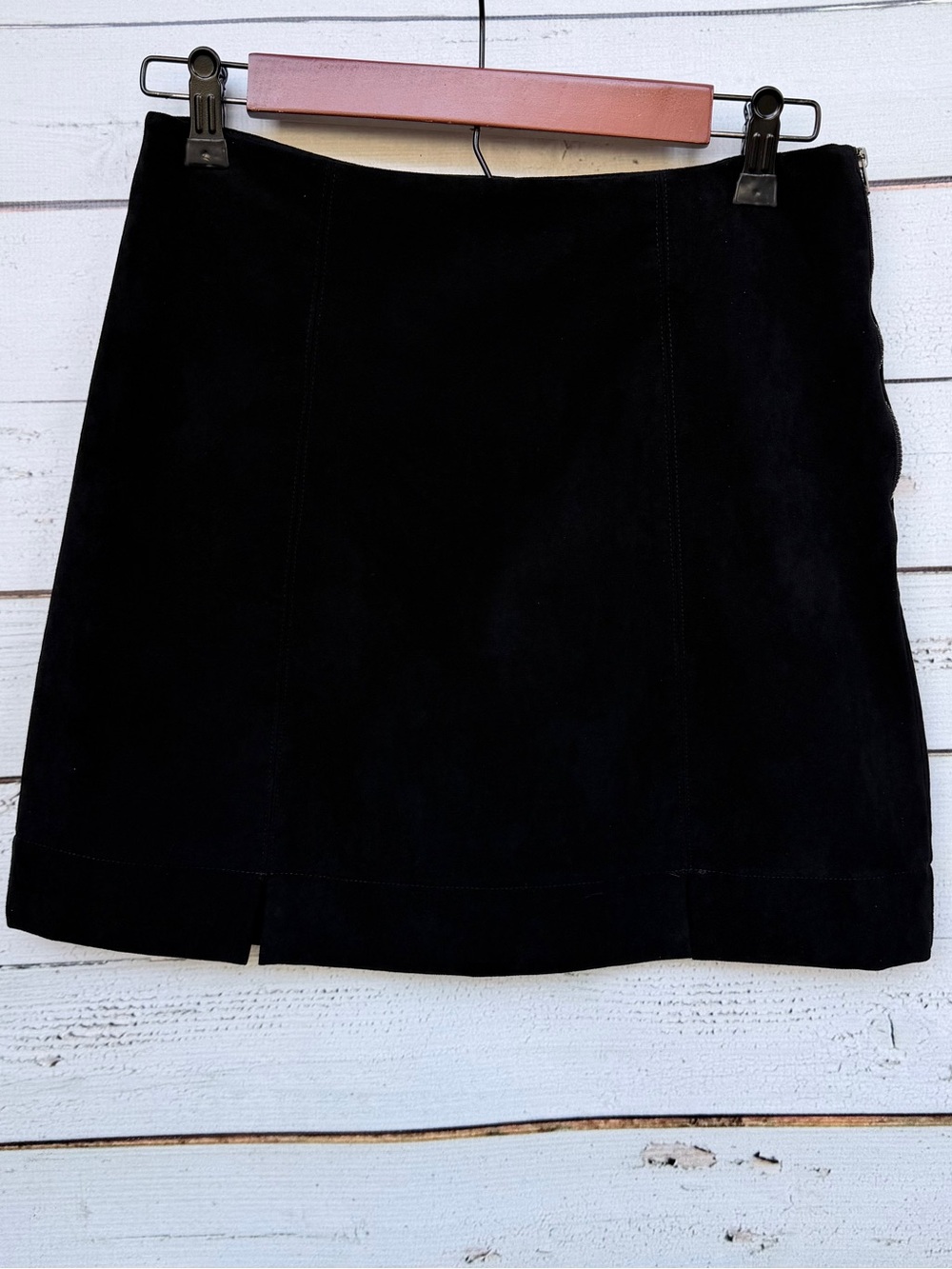 Pants Store High-Waisted Velvet Mini Skirt Front Slit Detail - Medium